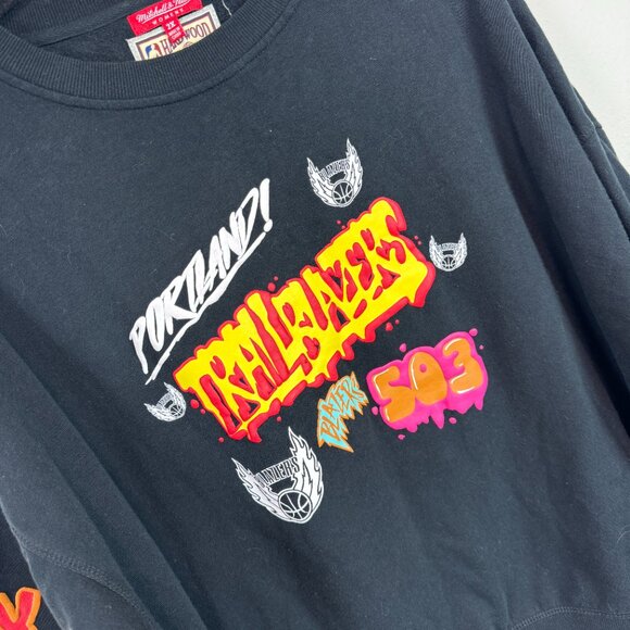 Mitchell & Ness Portland Trailblazers Slap Sticker Black sweatshirt Womens 2X - Picture 3 of 8